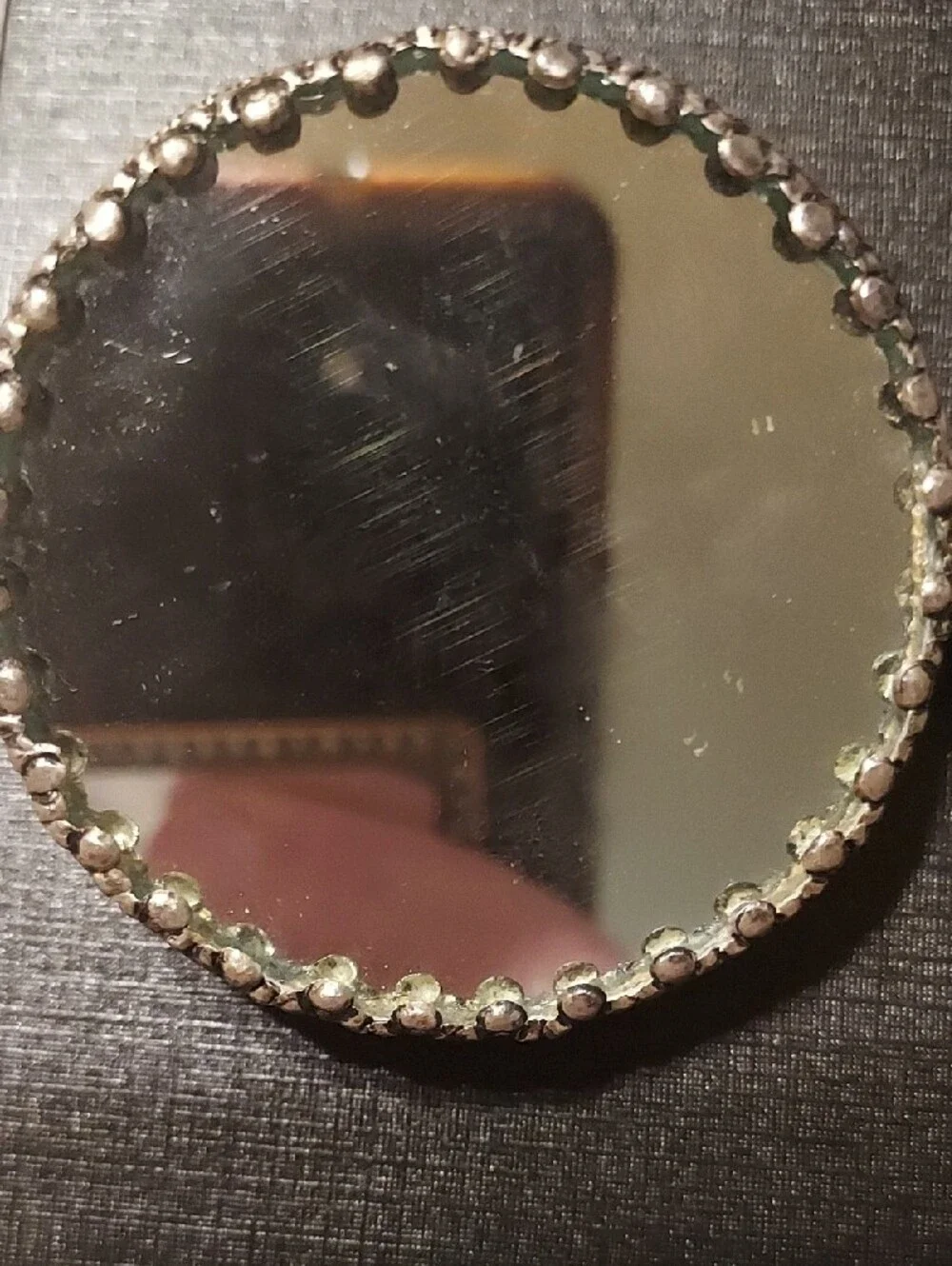 Vintage Chinoiserie Jade Handle Dragon Mirror Carnelian Silver Vanity Antique - Picture 5 of 12